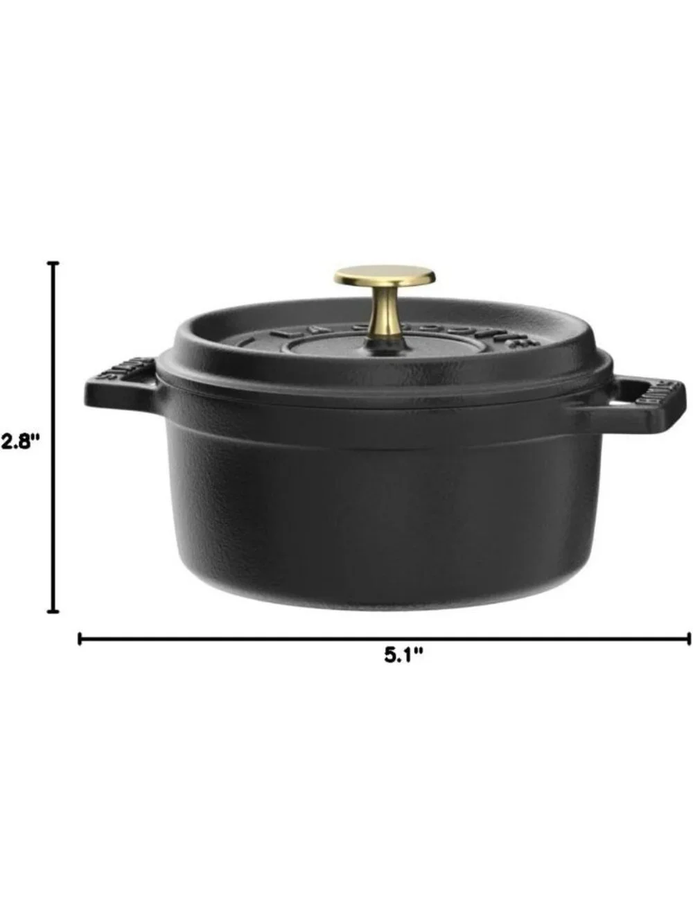 Mini Round Cocotte 0.25qt - Matte Black Cast Iron Cookware for Baking & Serving